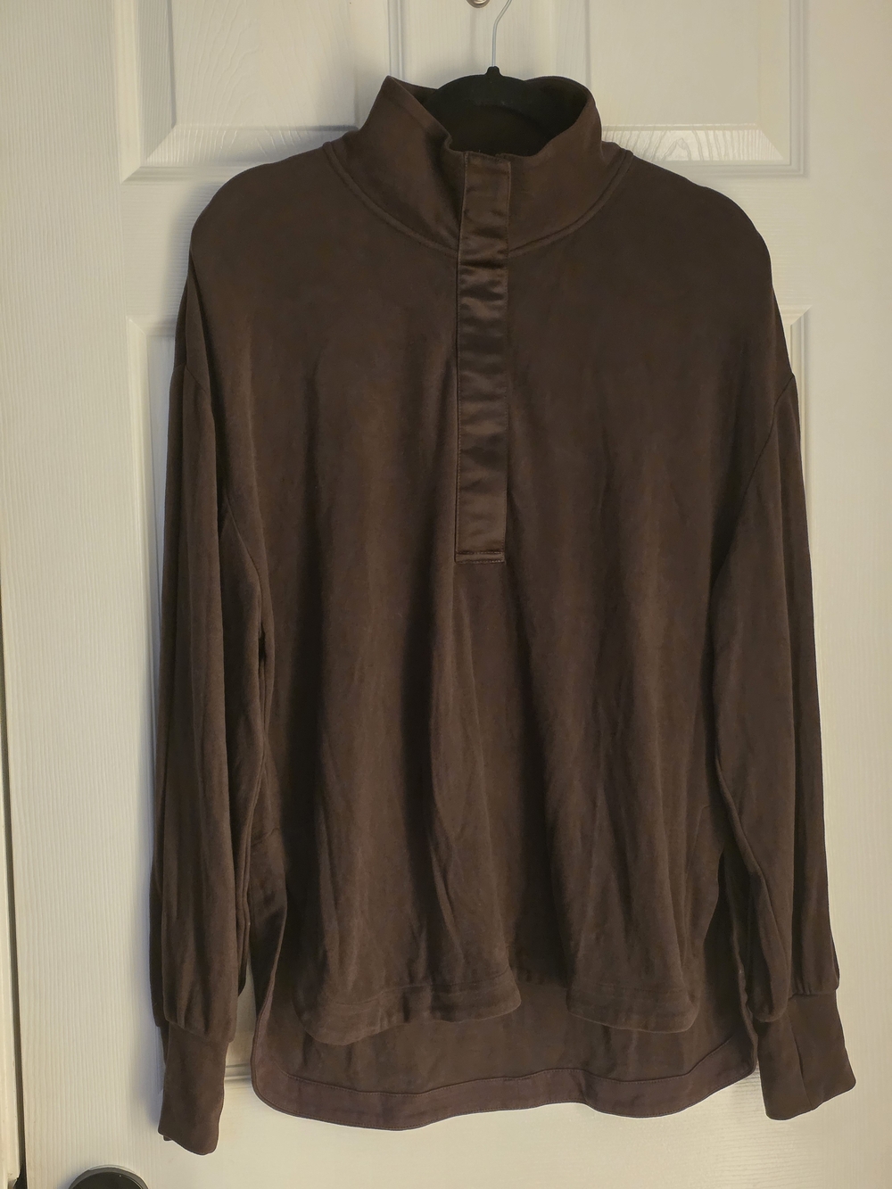 Varley Brown Zip-Up Mock Neck Sweater